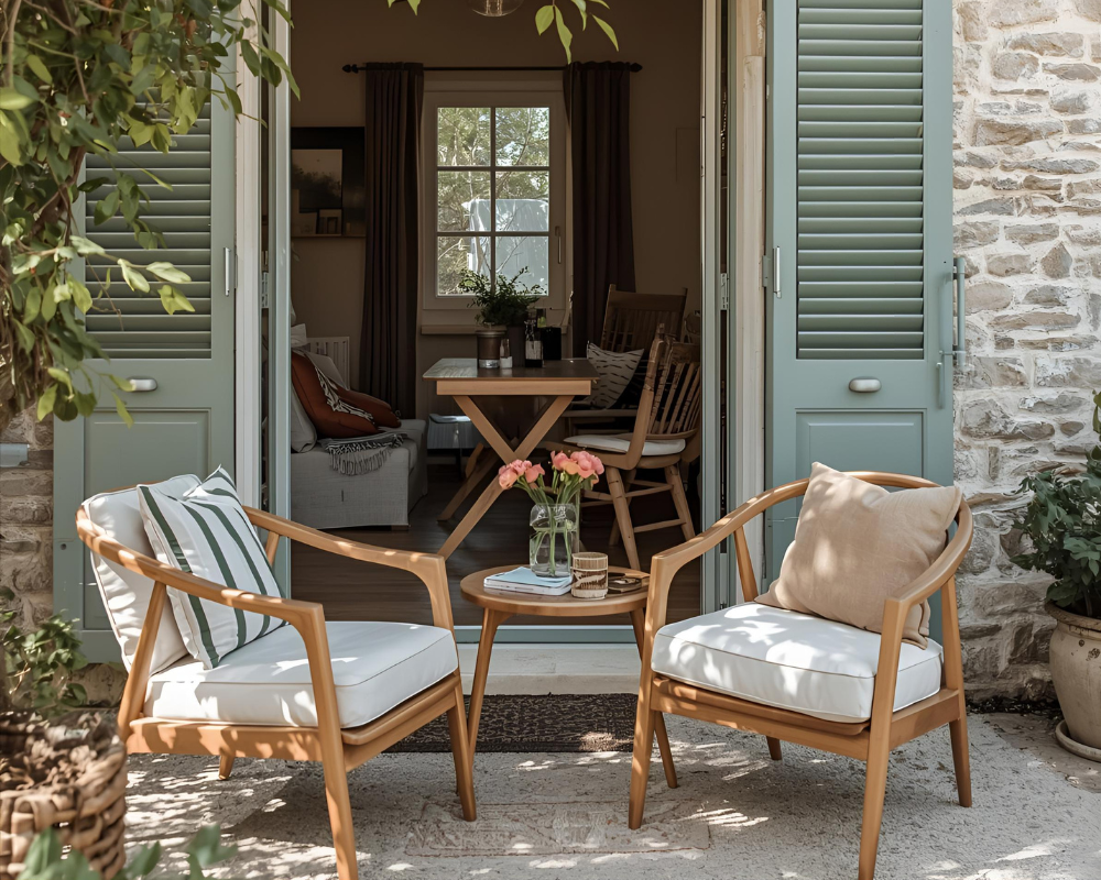 Terrasse de mas provençal à Aix-en-Provence avec mobilier impeccablement entretenu, entretien textile éco-responsable par Maison Max Clean - Les Astuces de Max