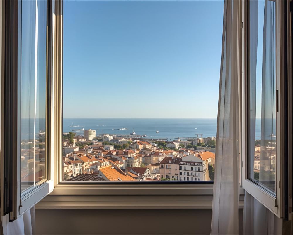 Vue depuis une fenêtre sur Aix-Marseille en automne, aération et prévention de l'humidité pour tissus d'ameublement - Maison Max Clean, Les Astuces de Max