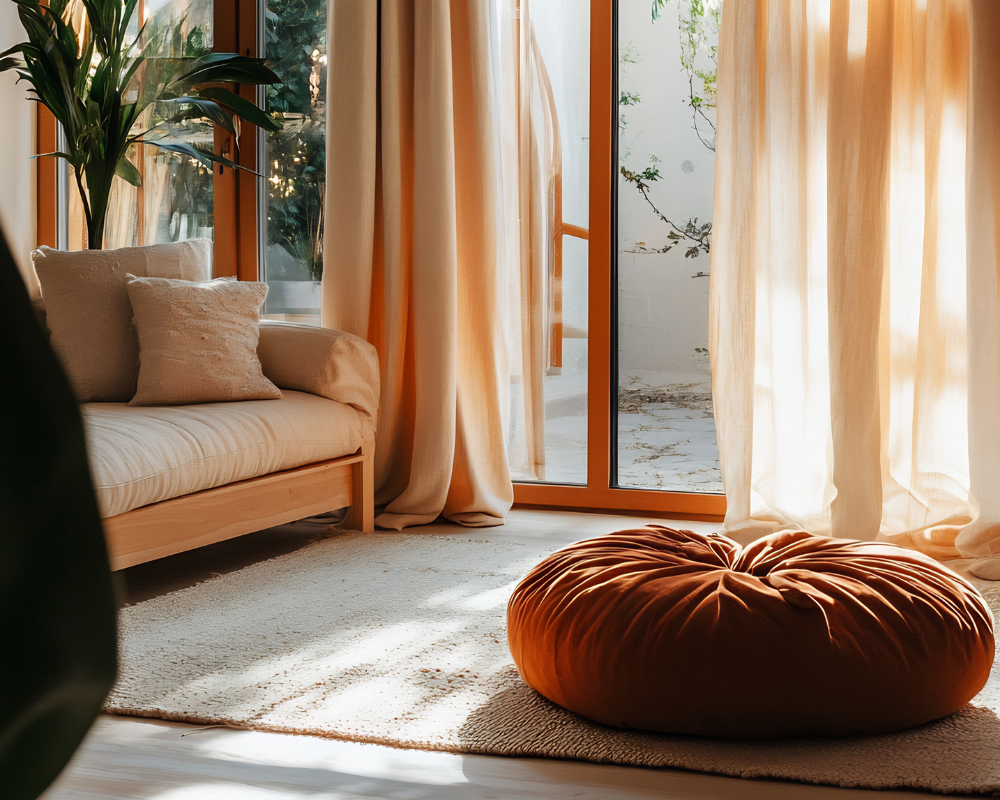 Nettoyage textile éco-responsable à Aix-Marseille par Maison Max Clean - salon lumineux avec canapé et tapis restaurés | Les astuces de Max
