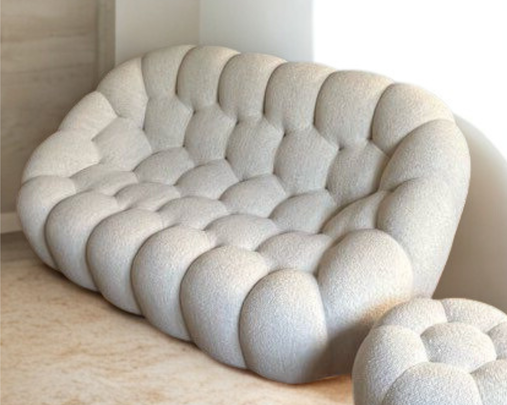 Détail du canapé Bubble de La Roche Bobois après nettoyage professionnel – résultat impeccable avec la méthode éco-responsable Maison Max Clean à Aix-Marseille – Les Astuces de Max