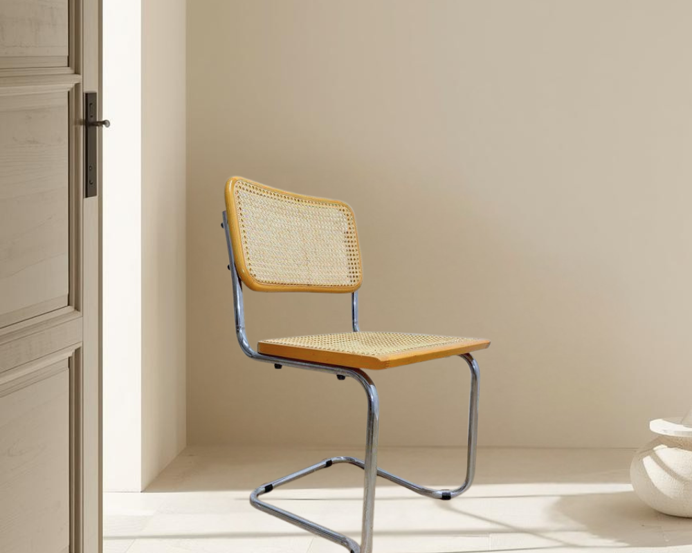 Chaise Cesca en cannage naturel dans un intérieur lumineux, entretien du cannage à Aix Marseille avec méthodes douces Maison Max Clean – Les Astuces de Max