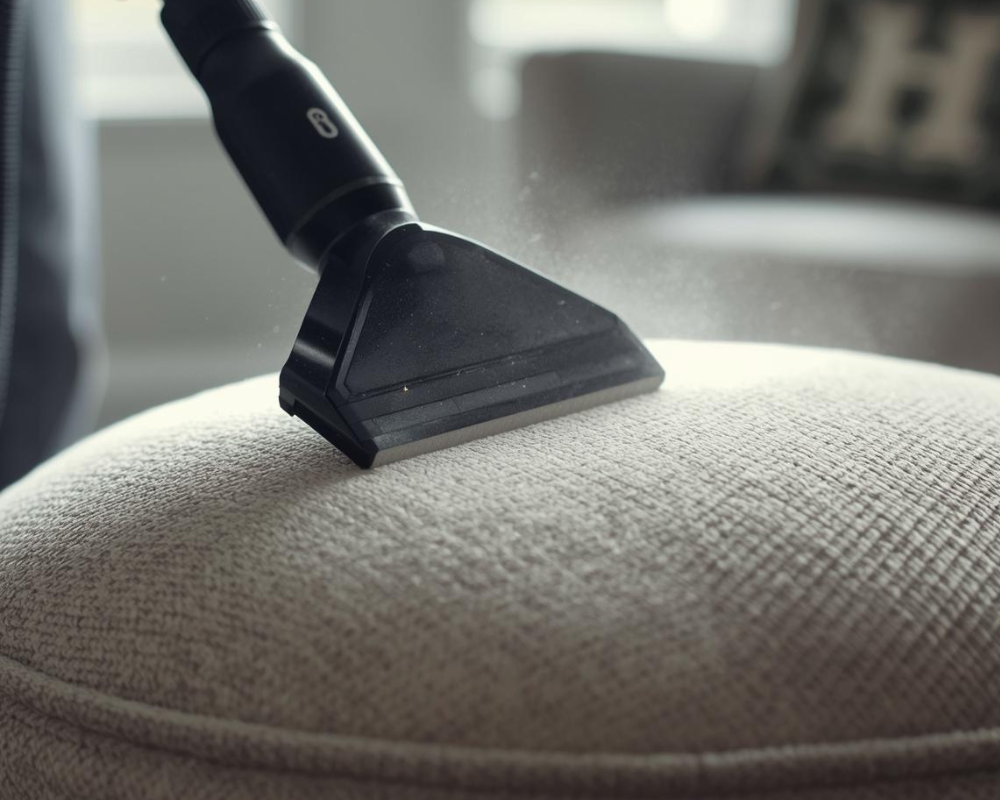 Nettoyage en profondeur d’un coussin de canapé à l’aspirateur, entretien textile efficace recommandé par Maison Max Clean dans Les astuces de Max
