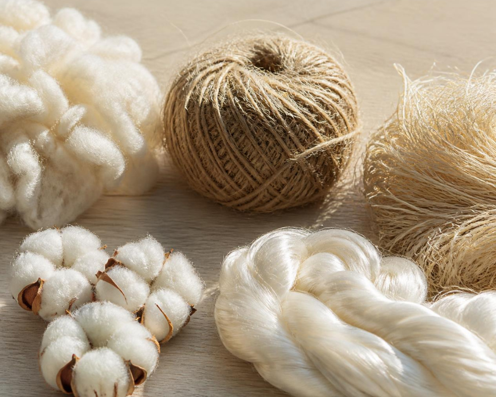 Échantillons de laine, jute, sisal et fibres naturelles pour comprendre les spécificités des tapis – Les Astuces de Max, Maison Max Clean